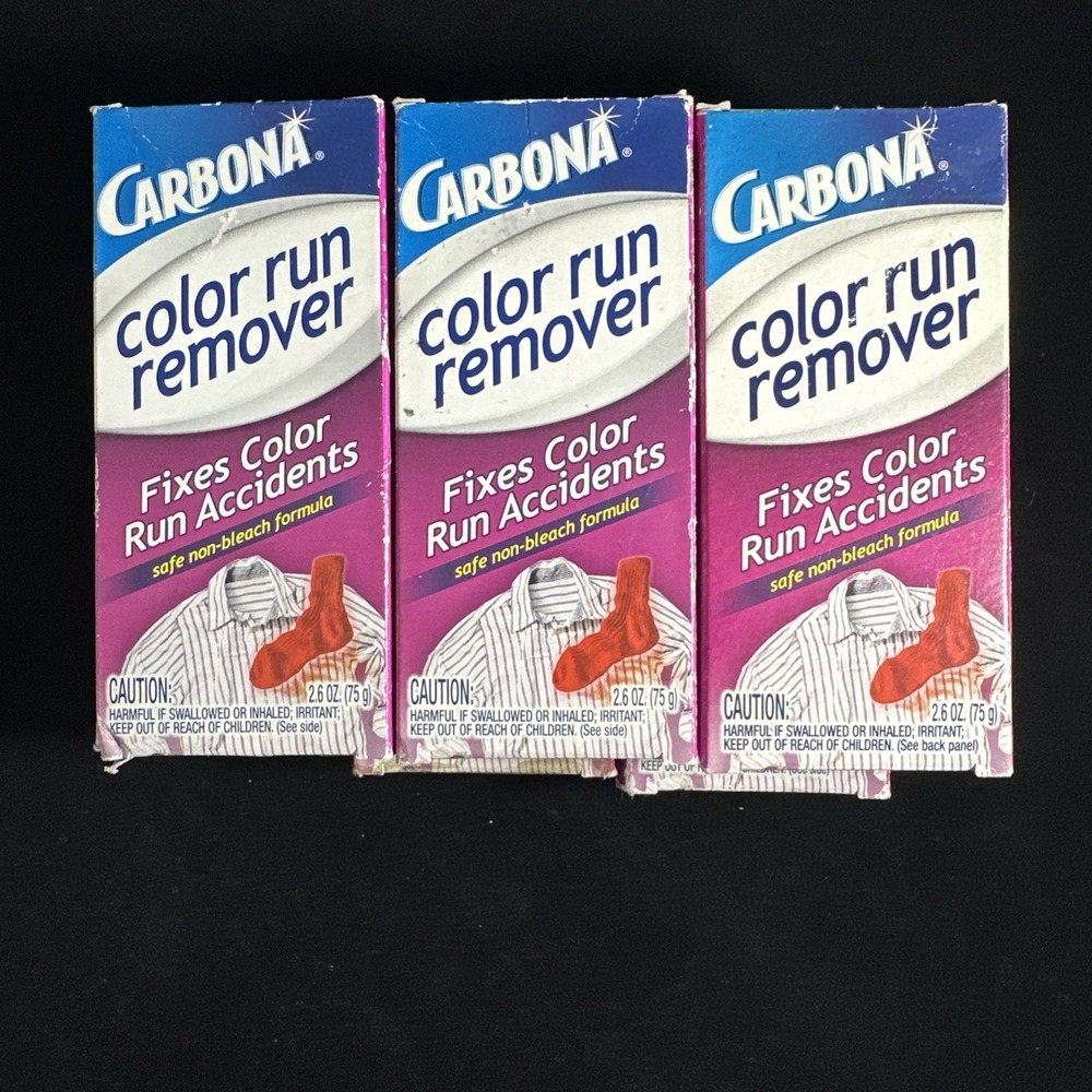 Carbona Color Run Remover Laundry 6 Pack 2.6oz Purple New Damaged Box Dye Fixer